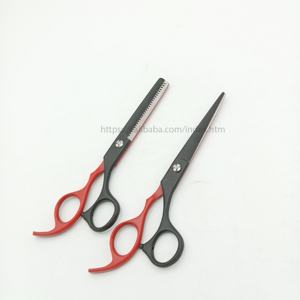 Ciseaux à cheveux de coiffeur personnalisés disponibles cisaillement de coiffeur couleur noir rouge coupe de cheveux ciseaux de coiffeur amincissants - Product Image 1