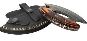 Couteau Ulu fait à la main avec lame moyenne damas gaine en cuir de qualité supérieure manche en bois exotique quantité minimale de commande en acier de qualité de cuisine 5 pièces - Product Image 5