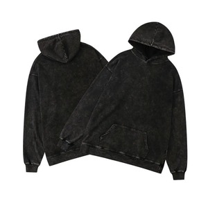 Sweat à capuche vintage lavé à l'acide de haute qualité pour hommes Streetwear poids lourd surdimensionné pour l'hiver en gros sweat à capuche vierge - Product Image 3
