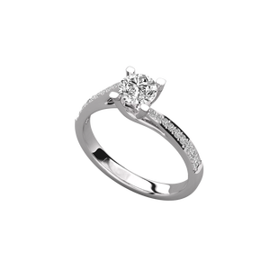 Bague pour femme en or 14 carats avec diamant solitaire rond de laboratoire, bagues en diamant brillant - Product Image 5