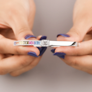 Luxueux femmes Fine 925 en argent Sterling arc-en-ciel saphir lien Bracelet solide Sier plaqué Moissanite mode bijoux bracelets - Product Image 2