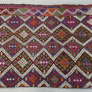 2.8x12.4 ft Vintage Rug, Turkish <b>Runner</b> Rug, <b>Red</b> Blue Animal Print Rug - Product Image 3