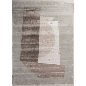 Alfombra Aakar by Kavi de Lana y Seda de Bambú Anudada a Mano, Gris y Negra, Rectangular, con Patrón 3D para Pasillo, para Uso Doméstico - Modelo Eskn-330 - Product Image 1