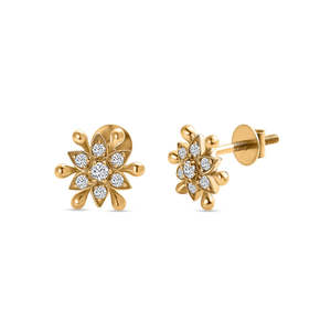 Pendientes de Flor con Diamantes Cultivados en Laboratorio en Oro Amarillo de 9K para Mujer - Product Image 1