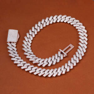 Bijoux Hip Hop 18mm 24 pouces argent 925 bijoux hommes or Rose Vvs Moissanite diamant cubain lien chaîne plein diamant hommes chaîne - Product Image 6