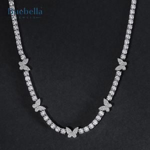 Venta caliente 925 Plata 14K Chapado en oro blanco 5mm Moissanite Diamond Butterfly Cadena de tenis para hombres Collares de calidad premium - Product Image 4