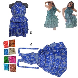 Mono y vestidos de satén de estilo bohemio moderno para mujer Nueva moda Bohemia-Hasta la rodilla transpirable para el verano - Product Image 1