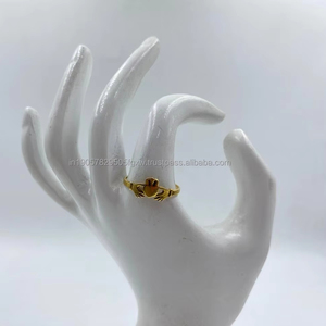 Vintage-<b>Inspired</b> Gold Plated Brass Wedding Jewelry 18K Gold-Plated Gemstone Earrings and <b>Rings</b> for Women - Product Image 1