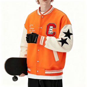 แจ็กเก็ตเบสบอลสำหรับผู้ชายเสื้อแจ็กเก็ตกันหนาวแบบลำลองปกตั้งมีหลายสี - Product Image 2