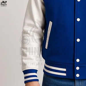 Vestes universitaires personnalisées en gros avec manches en cuir, veste respirante en polyester pour homme, veste universitaire unie vierge - Product Image 4