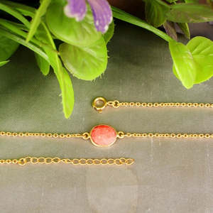 925 <b>Silver</b> Fine <b>Choker</b> Necklace Elegant Pink Coral Gemstone Accent - Product Image 2
