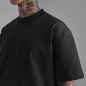 เสื้อยืดทรงบ็อกซี่แขนสั้นลำลองสำหรับผู้ชาย ระบายอากาศได้ดี ผ้าฝ้าย 100% สีพื้น พิมพ์ลายตามสั่ง ทรงปกติ คุณภาพสูง ดีไซน์เรียบง่าย - Product Image 3