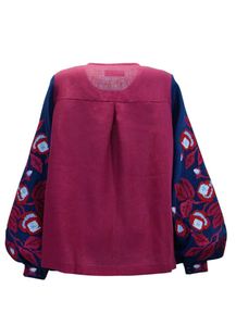 Women Tunics Tops Bohemian Geometric Embroidery Linen Blouse Ukrainian <b>Balloon</b> Sleeve Ethnic Style Full Sleeves Daily Wear Shirt - Product Image 5