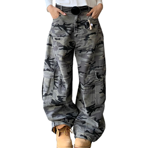Venta al por mayor Hip Hop camuflaje ropa de trabajo Scimitar Jeans Streetwear estilo oscuro Cargo pantalones moda hombres pantalones vaqueros holgados - Product Image 3
