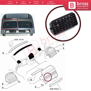 ช่องลมแอร์กลางแบบหมุนได้ ซ้าย รุ่น BDP1157-1 หมายเลข 735459180 สำหรับรถยนต์ Linea Grande Punto Doblo 263 - Product Image 5