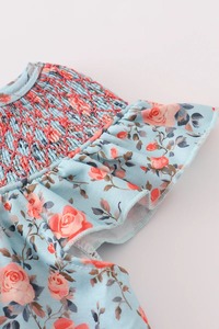 Vestido de 2 Piezas con Estampado Floral Azul, Hermoso y Ligero para Bebés Niñas, con Mangas con Volantes, Tela de Algodón Suave y Transpirable - Product Image 6