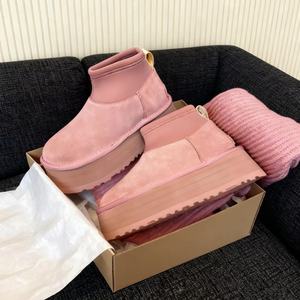 Nuevas botas de nieve de diseñador para mujer, zapatos gruesos de color rosa, calcetines largos cómodos y cálidos para mujer y tendencia de moda de algodón, Damenschuhe - Product Image 4