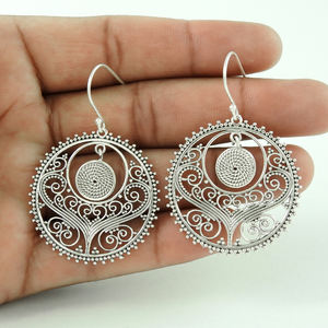 Personnalisé Populaire Vintage Boho Antique Femmes Boucles D'oreilles Conception Ethnique De Luxe Bohème Bijoux Plaine 925 Sterling Boucles D'oreilles OEM ODM - Product Image 1