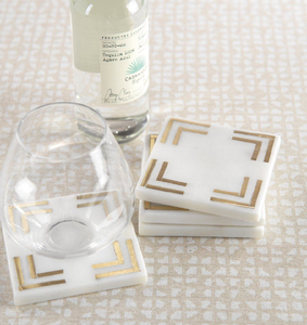 Sous-verres hexagonaux géométriques en marbre vert, noir et blanc mélangés. Disponible à prix de gros. - Product Image 3
