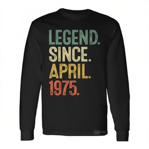 Legend Since April 1975 T-shirt à manches longues pour homme, cadeau du 50e anniversaire - Product Image 2