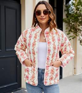 Chaqueta Corta Acolchada de Invierno de Manga Larga, Gruesa, con Cierre, Diseño de Abrigo Acolchado, Transpirable, Impermeable, Reversible - Product Image 1