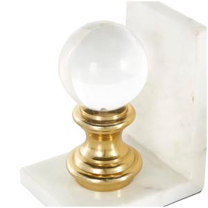 White Marble Base Glass Round Bookends Perfect for Office Desk Study Table and Modern Home <b>Library</b> Decor Wholesale From India - Product Image 4