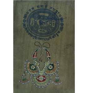 Elegante Pintura Pintada a Mano sobre Papel de Estampillas Antiguas con Aspecto Artístico Contemporáneo - Product Image 1