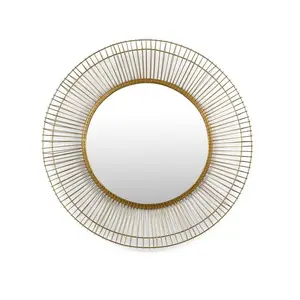 Modern Round Iron Circle Metal Hanging Wall Mirror entryway mirror wall decor geometric wall mirror Gold Color Finished
