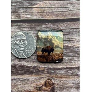 Pierres précieuses en cabochon doublet inspirées du sud-ouest, motif bison, pour la fabrication de bijoux, artisanat, accessoires de style western - Product Image 1