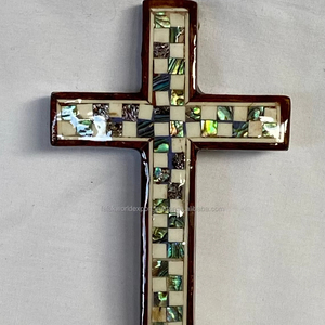 Premium MOP Inlay Cruz religiosa Artesanía de resina Medallón artesanal Regalos de vacaciones de Falak World Export - Product Image 4
