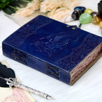 Carnet de sorts en cuir gaufré Dragon 7x5 fait main, journal créatif vierge avec papier coton, cadeau vintage pour lui et elle