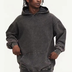 <b>Top</b> quality Men acid Wash Vintage Oversized Hoodie Pullover Custom Logo Embroidery <b>Distressed</b> Hooded Collar Fabric Wholesale - Product Image 4