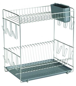 Grande portapiatti in acciaio inox per 18 piatti, grigio, 43x25x41,5 cm (Sauvic 90980) - Product Image 1
