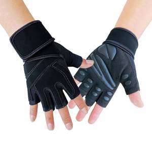 Gants d'haltérophilie en cuir pour hommes femmes coupe flexible sangle de poignet facile à fermer surface de préhension rembourrée pour l'extérieur décontracté - Product Image 1