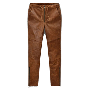 กางเกงหนัง PU ดีไซน์ล่าสุด แฟชั่นฤดูใบไม้ร่วง-ฤดูหนาว เอวสูง น้ำหนักเบา สีดำล้วน กันลม เป็นมิตรกับสิ่งแวดล้อม - Product Image 1