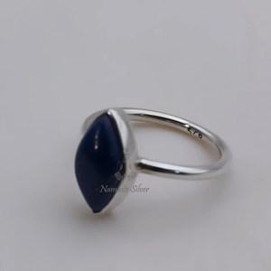 Handmade Marquise <b>Lapis</b> <b>Lazuli</b> <b>Ring</b>, Sterling Silver Boho Promise <b>Ring</b> - Product Image 4