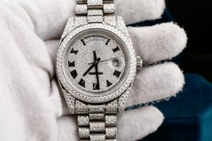 round Moissanite Diamond & 925 <b>Sterling</b> <b>Silver</b> Unique Mechanical <b>Watch</b> Luxury Antique Style with 41mm Dial ETA Movement - Product Image 3