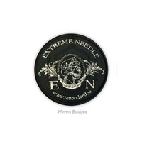 Écusson tissé sur mesure de haute qualité, écologique, en sergé de coton couleur unie, motifs imprimés cœur et fleur, à coudre sur les chapeaux