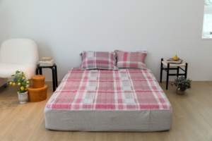 Premium Thick <b>Quilted</b> Comforter Set Mash D 170*210 cm Elegant Check Pattern Semi Microfiber Korean Style Warm <b>Bedding</b> - Product Image 2