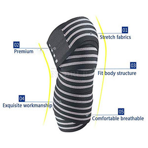 Knee <b>Wraps</b> With Comfortable <b>Stretch</b> And Secure Fit For Daily Training Long Knee <b>Wraps</b> With Hook Closure - Product Image 3