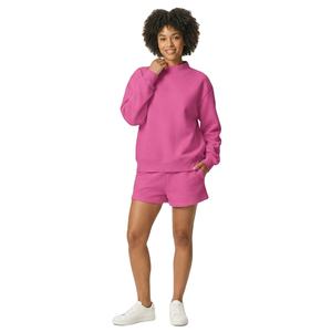 Ensemble décontracté deux pièces pour femme, col montant, manches longues et short, écologique, couleur unie, style urbain - Product Image 1
