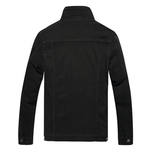 Nouvelles vestes en jean pour hommes, couleur unie, décontractées, col montant, respirantes, coupe-vent, détails boutonnés, style vintage, personnalisables - Product Image 5