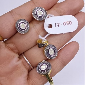 ชุดเครื่องประดับเพชรโพลกีที่ดีที่สุด ชุบทอง เงินแท้ 925 เหมาะสำหรับเป็นของขวัญ - Product Image 2