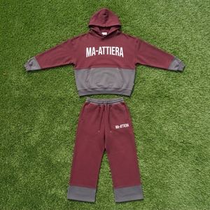 <b>men</b> <b>hoodie</b> jogger set <b>burgundy</b> gray tracksuit color block tracksuit cotton fleece tracksuit oversized <b>hoodie</b> set jogger pants - Product Image 4