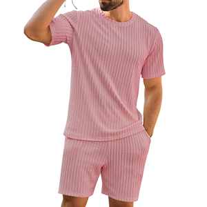 Top qualité hommes vêtements grande taille t-shirts et shorts ensembles en prix de gros 100% coton High Street Style vêtements d'été Twin Set - Product Image 1