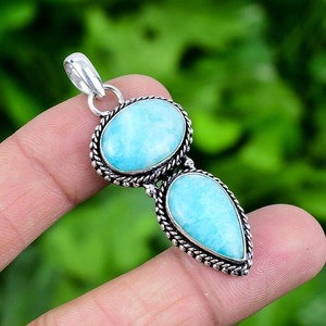 925 argent Sterling fait à la main pierres précieuses Larimar Spinner pendentif conception parfaite bijoux pendentif cadeau de mariage 925 bijoux estampillés - Product Image 4