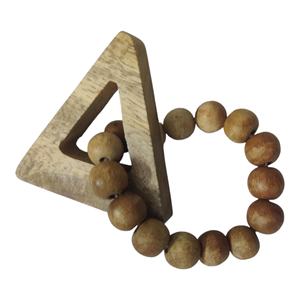 Triángulo decorativo Decoración para el hogar Accent Beaded 2-Link Mango Wood Chain Link Knot Natural Tabletop Living & bed Room Hotel & Office - Product Image 1