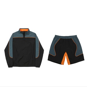 Prince Industry Custom 100% Nylon Conjunto de chándal de invierno para hombre 2 piezas Chaqueta de bloque de color con cremallera completa Jogger OEM Plain Windbreaker - Product Image 1