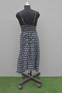 Maxi vestido indio hecho a mano sin mangas para mujer 100% algodón estampado de bloque de mano transpirable cintura Natural tejido largo - Product Image 6