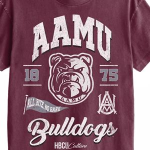 เสื้อยืดลายกราฟฟิคมหาวิทยาลัย Alabama A & M ลายบูลด็อกวินเทจพร้อมโลโก้ aamu ตัวหนาและมรดกของ1875 - Product Image 2
